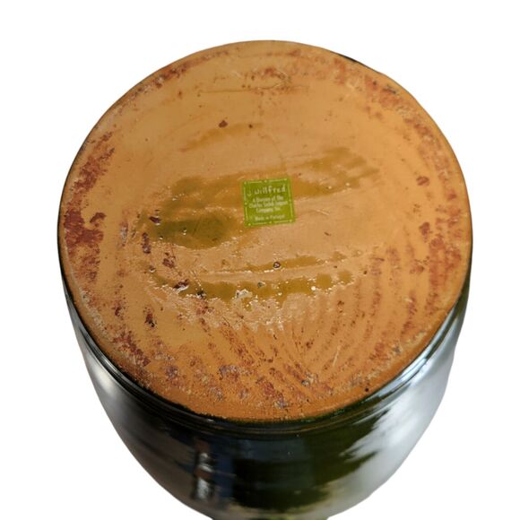 Vintage J. Willfred Green Ceramic Vase With Raised Grape Design Large 19.5" Tall - Picture 5 of 10